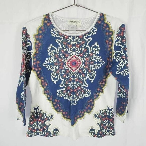 Norm Thompson Boho Blouse Embellished S - Picture 1 of 5